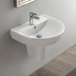 CeraStyle 003100U-S-PED Round White Ceramic Semi-Pedestal Sink